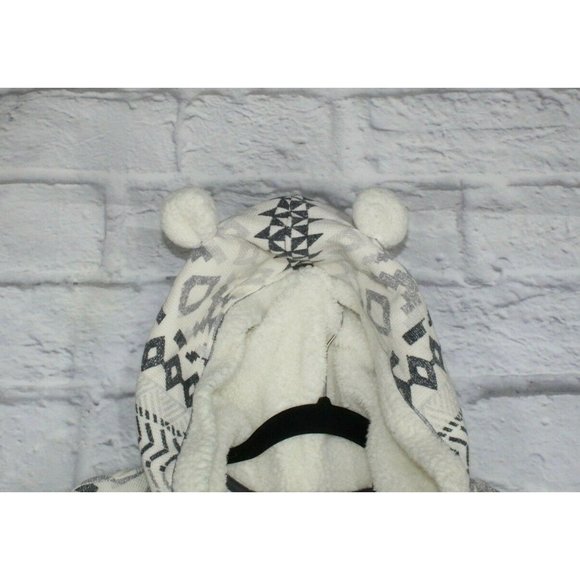 VICTORIA'S SECRET White Snowflakes Fleece Hooded Cozy Jumpsuit Size L - Picture 3 of 9